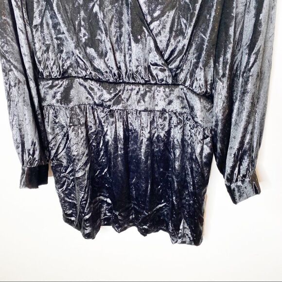 Frame Black Metallic Velvet Cocktail Dress Size 8 - Picture 3 of 8